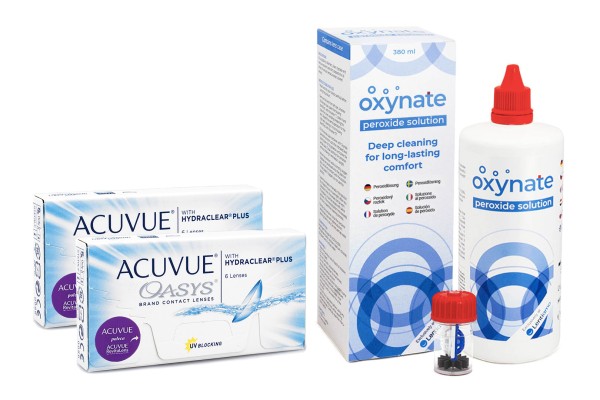 Acuvue Oasys (12 lenses) + Oxynate Peroxide 380 ml with case