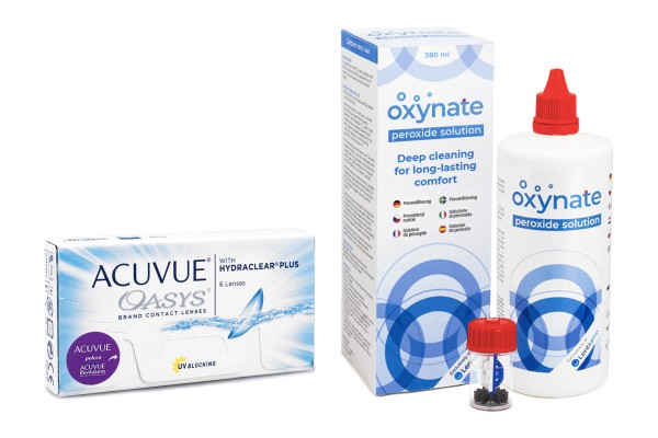 Acuvue Oasys (6 lenses) + Oxynate Peroxide 380 ml with case