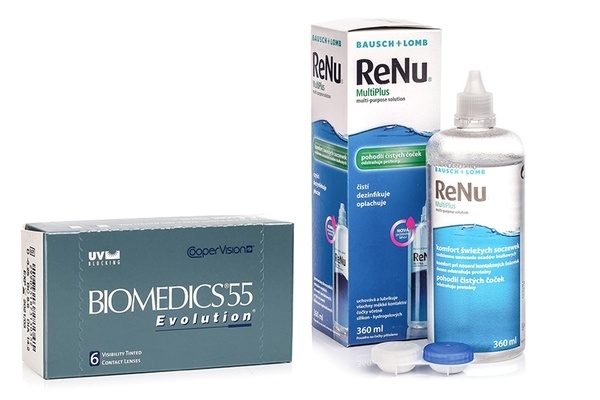 Biomedics 55 Evolution CooperVision (6 lenses) + ReNu MultiPlus 360 ml with case