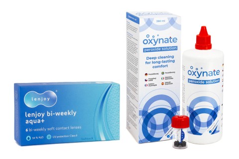 Lenjoy Bi-weekly Aqua+ (6 lenses) + Oxynate Peroxide 380 ml with case