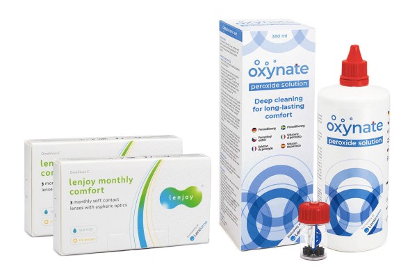 Lenjoy Monthly Comfort (6 lenses) + Oxynate Peroxide 380 ml with case