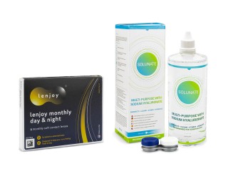 Lenjoy Monthly Day & Night (3 lenses) + Solunate Multi-Purpose 400 ml with case